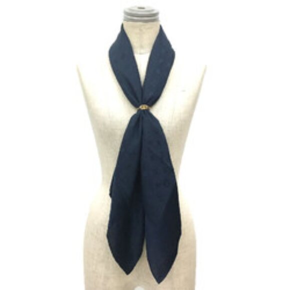LOUIS VUITTON Carré Monaco Scarf Muffler Monogram Navy 100% Silk  - Unisex - Picture 2 of 4